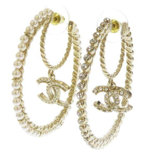 CHANEL（シャネル） ピアス ココマーク フープ フェイクパール ライン