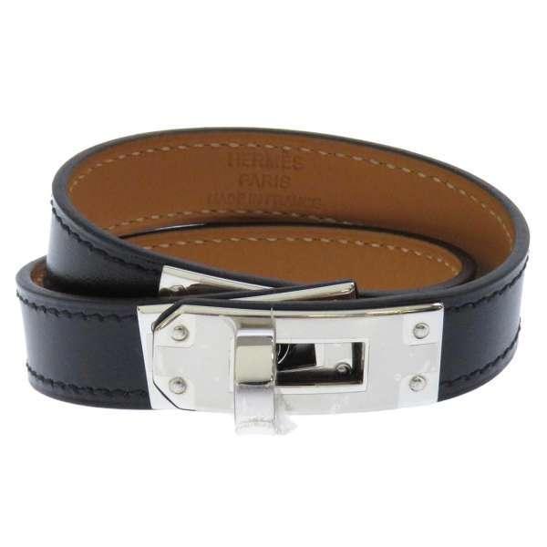 エルメス ケリー ドゥブルトゥール ブレスレット T2 ブラック シルバー金具 HERMES（エルメス） ブレスレット ケリー ドゥブルトゥール ブラック