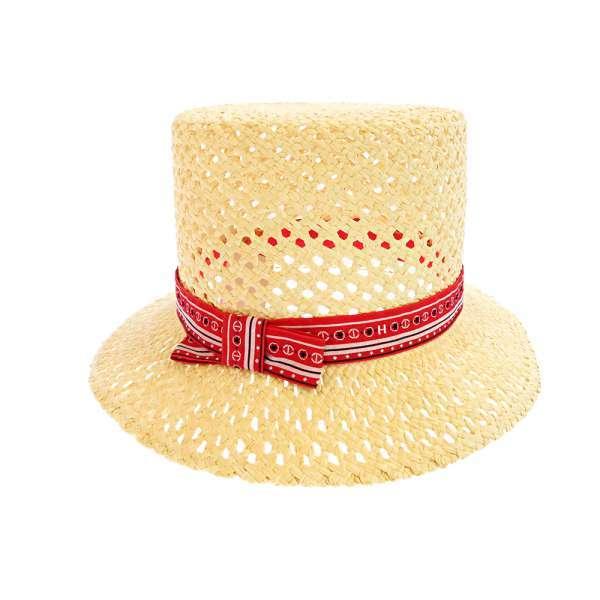 HERMES（エルメス） ストローハット アデル Hロゴ バンダナ風 サイズ59