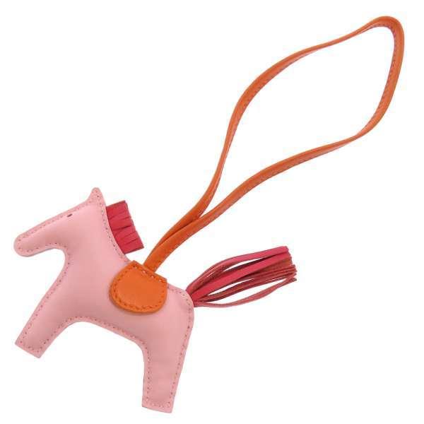 エルメス バッグチャーム ロデオ PM ローズサクラ/ローズジャイプール/オレンジ ラムスキン HERMES（エルメス） バッグチャーム ロデオPM ローズサクラ/ローズ