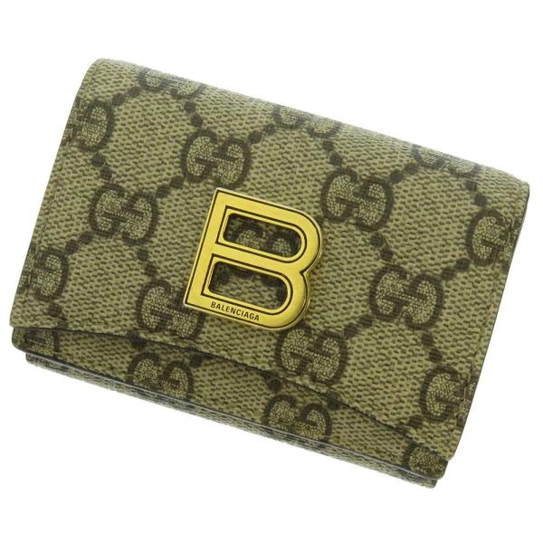 【美品】グッチ×バレンシアガ コラボ 681700 3つ折り財布 GUCCI グッチ 三つ折り財布 ザ・ハッカー プロジェクト コンパクトウォレット