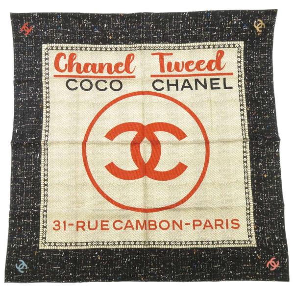 シャネル スカーフ ココマーク ツイード柄 CHANEL シルクスカーフ