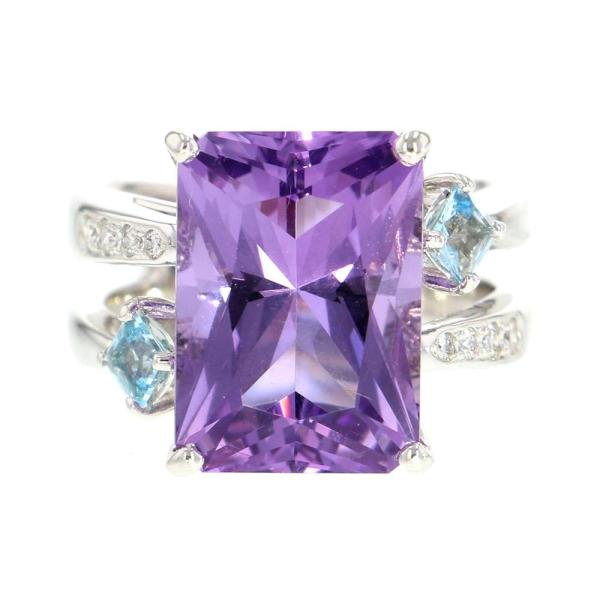 タサキ リング アクアマリン アメシスト 6.57ct ダイヤモンド 0.08ct