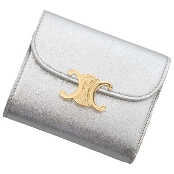 セリーヌ 三つ折り財布 トリオンフ スモールフラップウォレット レザー