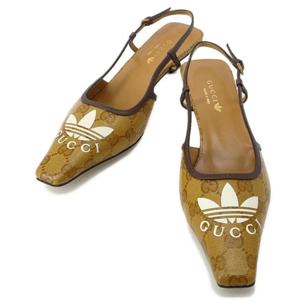 グッチGUCCIハラコミュールサンダル パンプス37 ロゴプレート 秋冬