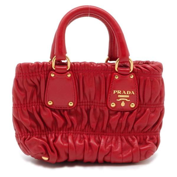 プラダ ハンドバッグ ギャザー ロゴ レザー BN2096 PRADA 2way 【安心