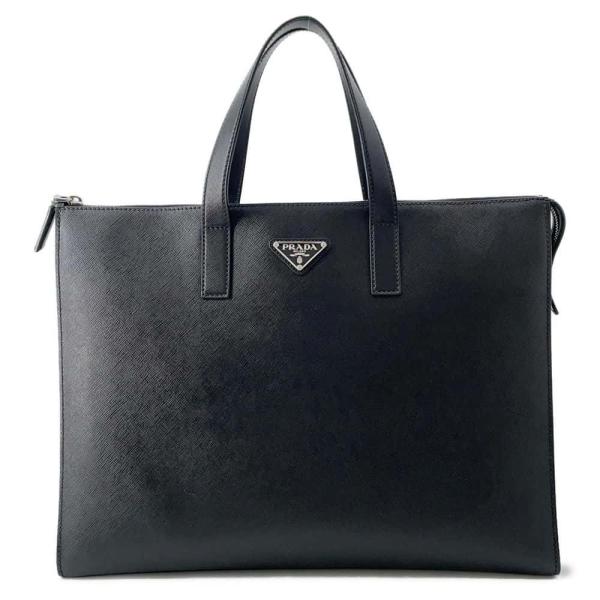 PRADA サフィアーノ レザー ビジネスバッグ ブリーフケース 黒 金具 A4 プラダ ハンドバッグ ブリーフケース サフィアーノ レザー 2VG039