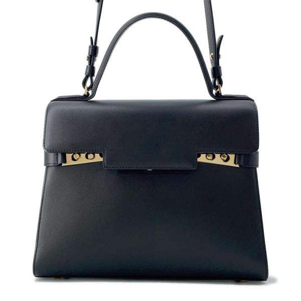 【美品】デルヴォー タンペート スモール 2wayハンドバッグ ショルダー 黒 デルヴォー ハンドバッグ タンペートMM レザー Delvaux デルボー 2way