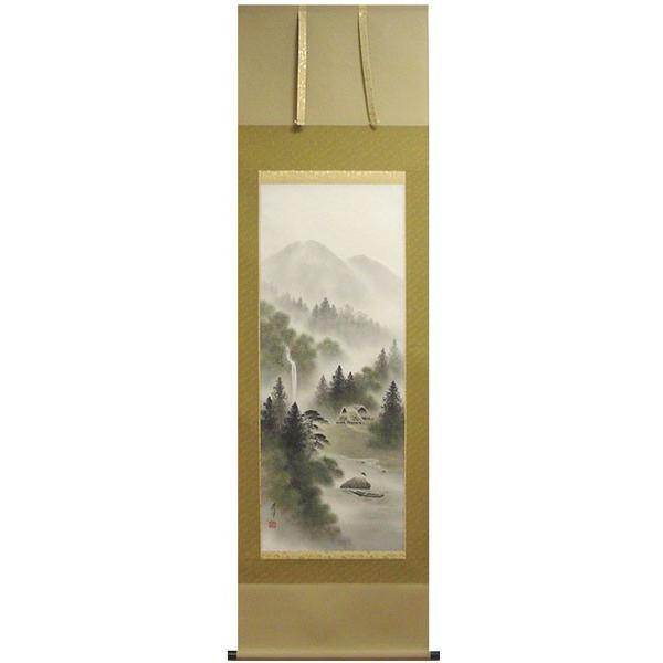 彩色山水 掛軸 掛け軸本舗 彩色山水掛軸(掛け軸） 江口秋清