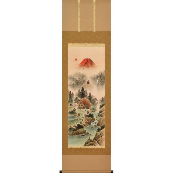 【 掛軸 / 川口玉仙】 彩色山水 巻物 書道 骨董品① 掛軸 / 川口玉仙】 彩色山水 巻物 書道 骨董品②