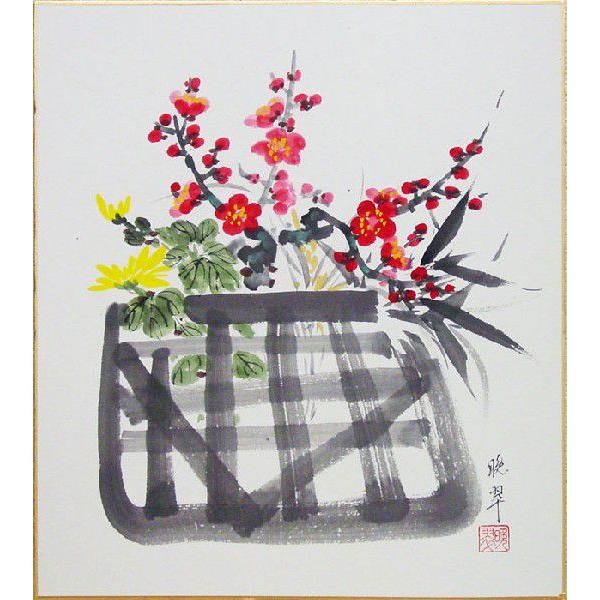 尾上晩翠 『四君子』 色紙絵 : 内田画廊 - 通販 - Yahoo