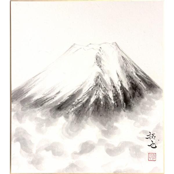日本画直筆画題富士の山手がき肉筆画東湖作品