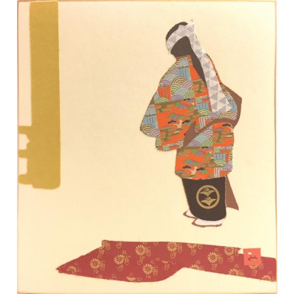 貼り絵色紙 『能』 (2) 和紙 工芸 日本 伝統芸能 ネコポス メール便