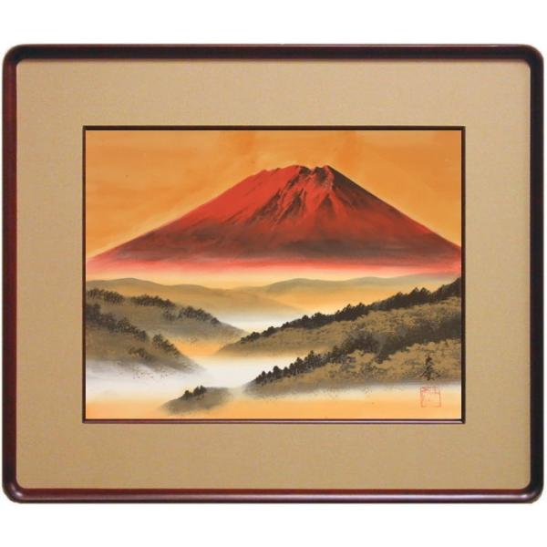 青柳大雲 「 赤富士 」 日本画 F6 ( 6号 ) 絵画 富士山 縁起 青柳大雲 「 赤富士 」 日本画 F6 ( 6号 ) 絵画 富士山 縁起
