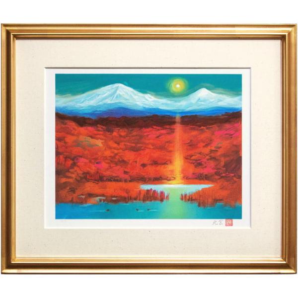 奥田元宋「 白嶺秋耀 」 リトグラフ 版画 日本画 日本の風景 秋 奥田元宋「 白嶺秋耀 」 リトグラフ 版画 日本画 日本の風景 秋