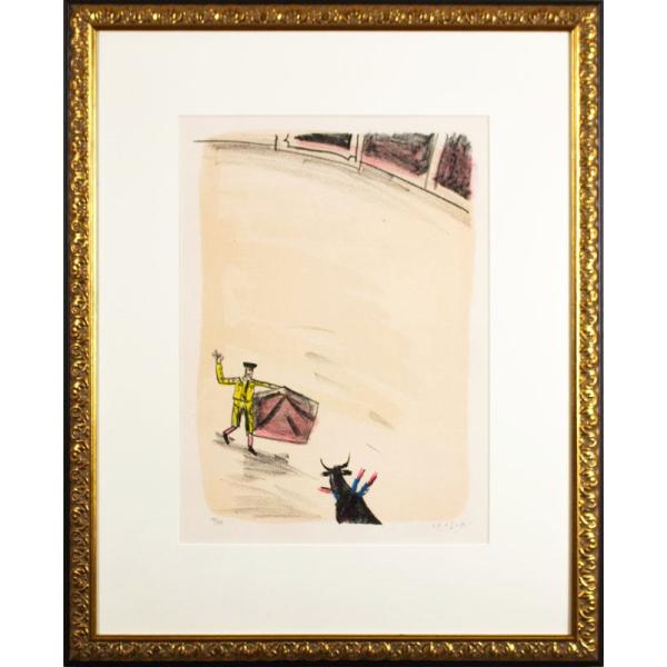 香月泰男 「 闘牛 」 グランカナリアより 石版画 ( リトグラフ ) 版画