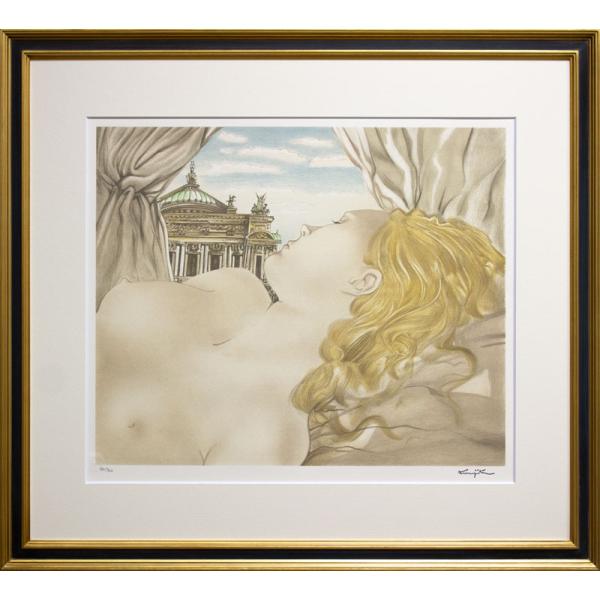 藤田嗣治 「 オペラ座の夢 」 リトグラフ 版画　　　版画 絵画 洋画 女性 裸婦 フランス パリ フジタ 送料無料