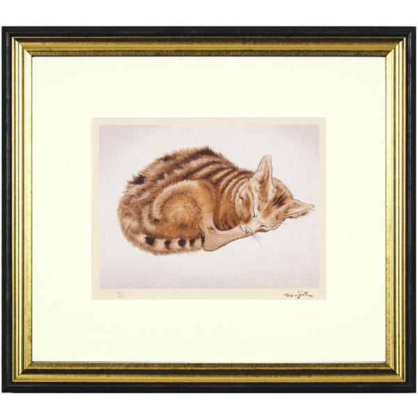藤田嗣治 『眠る猫』 シルクスクリーン版画 版画 絵画 フジタ 藤田嗣治 『眠る猫』 シルクスクリーン版画 版画 絵画 フジタ