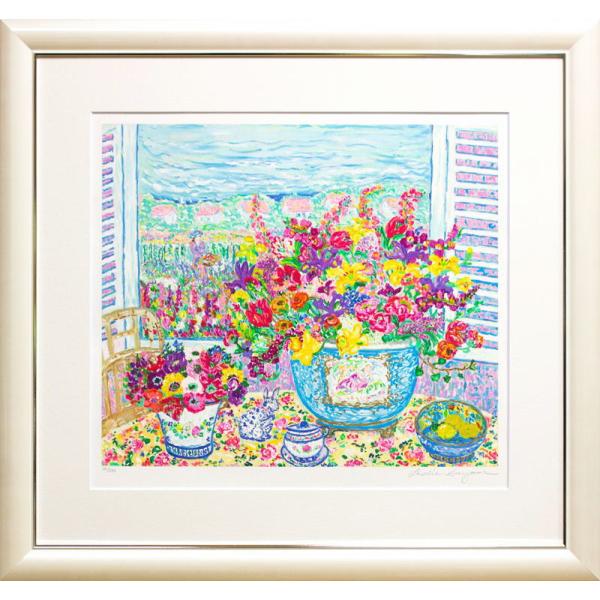 レスリー・セイヤー 「 フレグラント・ブーケ 」 シルクスクリーン 版画 　　版画 絵画 花 明るい かわいい 華やか 送料無料