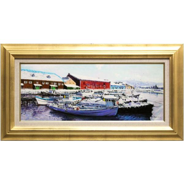 澤井 進 「 小樽運河 」 油絵 油彩画 WF3 絵画 洋画 肉筆 手描き