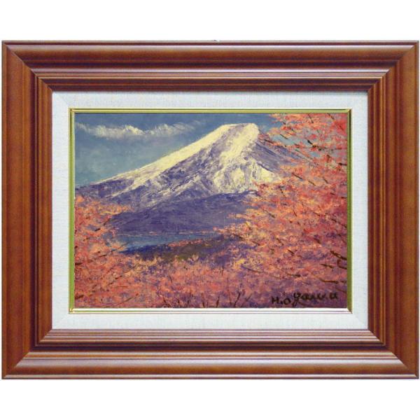 小川久雄 「 富士に桜 」 油絵 油彩画 F4 ( 4号 ) 絵画 洋画 肉筆