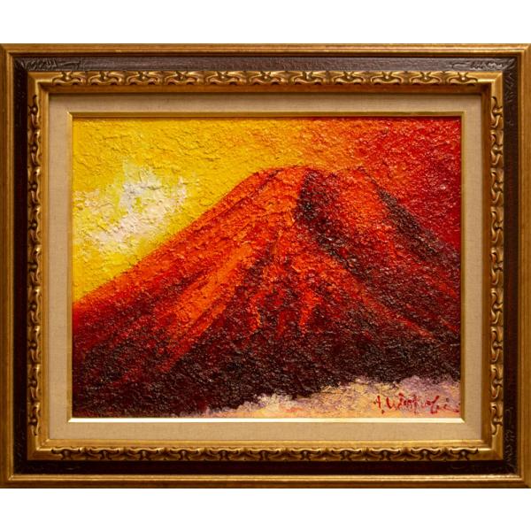 渡部ひでき 「 富士山 」赤富士 油絵 油彩画 F6 ( 6号 ) 絵画 洋画