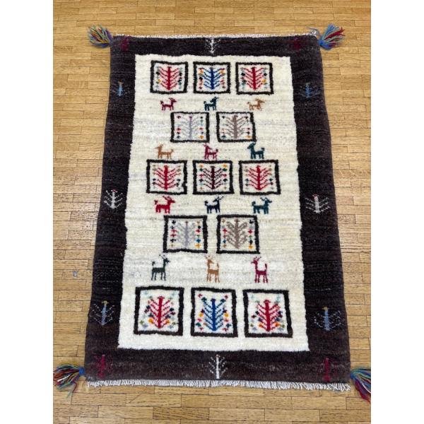 ギャッベ ペルシャギャッベ 本物 手織絨毯 玄関マット 60x90 (cm)