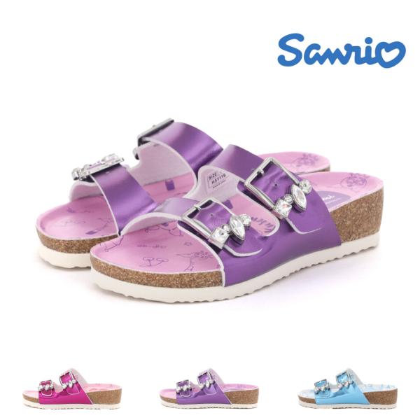 キッズ サンダル コンフォートサンダル 女の子 子供 サンリオ Sanrio マイメロ マイメロディー クロミ シナモロール かわいい ビジュー キラキラ メタリック プ