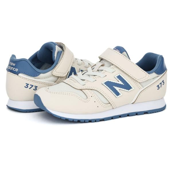 ニューバランス スニーカー キッズ ジュニア new balance Y373 V2 バンジー ウィズ トップ ストラップ 75U ベージュ ブルー 運動靴 子供靴 マジックテープ