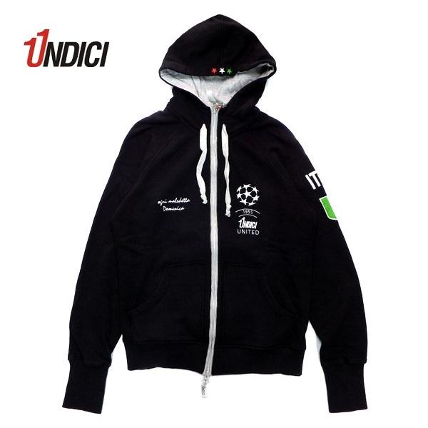 UNDICI(ウンディッチ) 裏起毛 スウェット パーカー ブラック