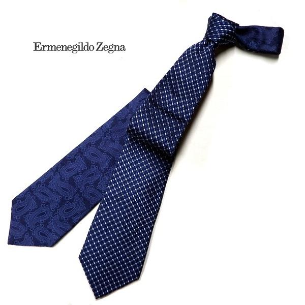 Ermenegildo Zegna ネクタイ ネイビー シルク100% ZEGNA Ermenegildo Zegna(エルメネジルド ゼニア) シルク
