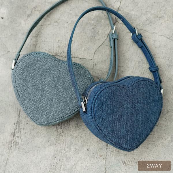 デニムリメイクバック　ハートブラックデニム Re:EDIT デニム デニムバッグ レディース ハート バッグ 鞄