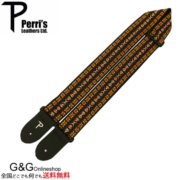 Perri's(y[Y)@TWS-7034@WK[hD@M^[Xgbv@2" BRN/YEL HOOTENANNY JACQUARD GUITAR STRAP