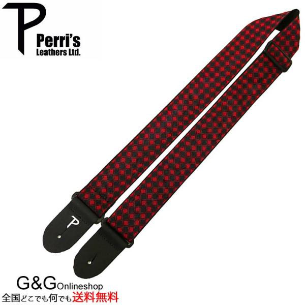 Perri's(y[Y)@TWS-7064@WK[hD@M^[Xgbv@2" BLK/RD DIAMOND JACQUARD GUITAR STRAP