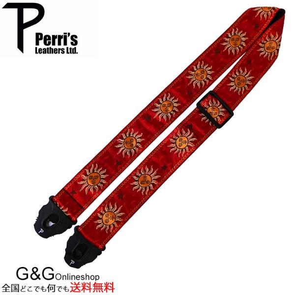 Perri's(y[Y)@TWSPL-6831@WK[hD@bN@\tM^[Xgbv@2" JACQUARD GUITAR STRAP WITH LOCK END -RED SUNS