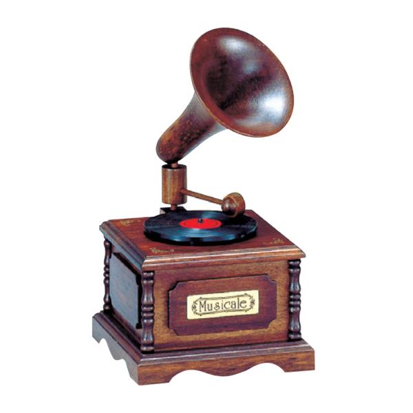 木製　オルゴール 木製ミニアンティークオルゴール 蓄音機 ~ライムライト