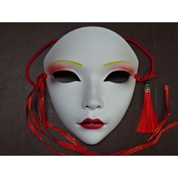 女性の顔のお面・フィメール仮面、厚みのある白い仮面です。 : 玩具