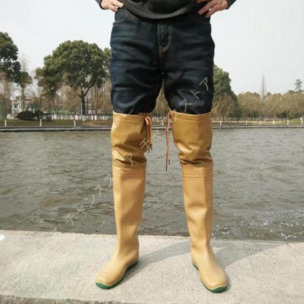 レインシューズ ロング レインブーツ PVC 防水 防滑 長靴 ウェーダー 男女兼用 メンズ レディース 雨靴 軽量 折りたたみ 農作業 アウトドア ガーデニング 水田仕事 釣り フィッシング 雨の日 豪雨 梅雨 台風 洗車 -素材：PVC...