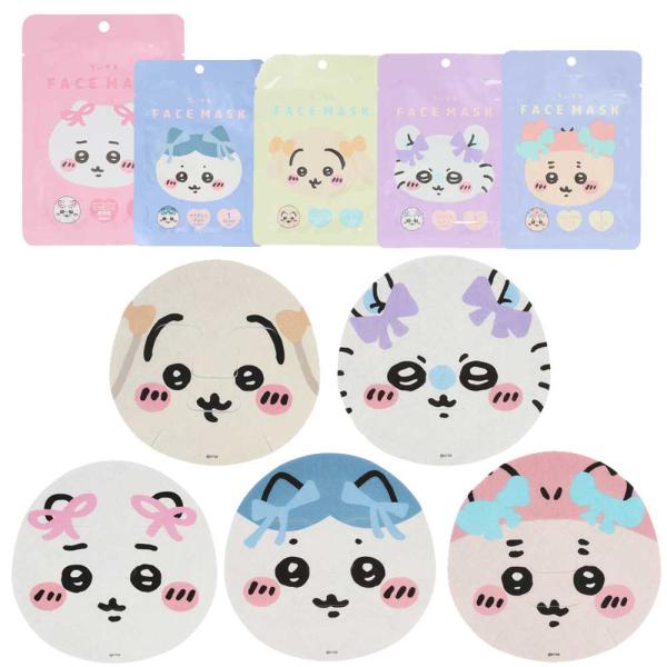 フェイスマスク 4枚セット 選べる4枚 全5種類 フェイスパック 顔パック ちいかわ うさぎ ハチワレ モモンガ CICA セラミド ヒアルロン酸 ビタミンC導入体