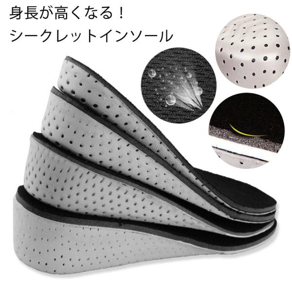 シークレットインソール 225-285 インソール シークレット 身長アップ 低反発 衝撃吸収 防臭 通気 中敷き メンズ レディース シークレット インソ…