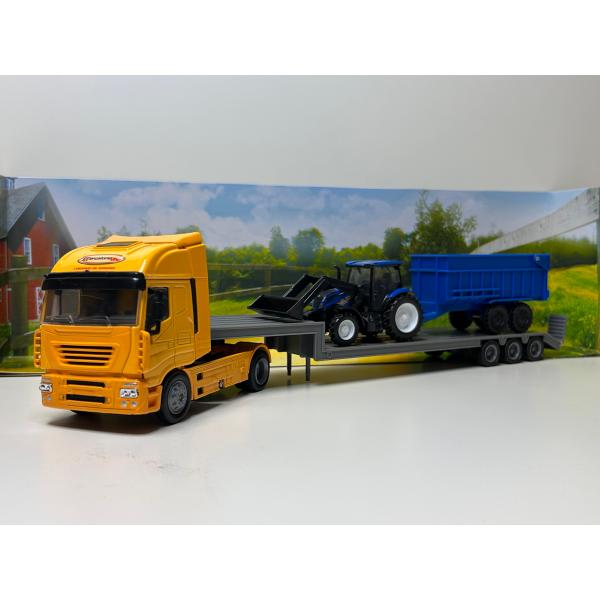 ミニカートラックトレーラーセット ⭐昭和レトロ希少品⭐ NEWRAY 1/43 IVECO FIAT STRALIS 540 NEW HOLLAND T6.175 TRACTOR +