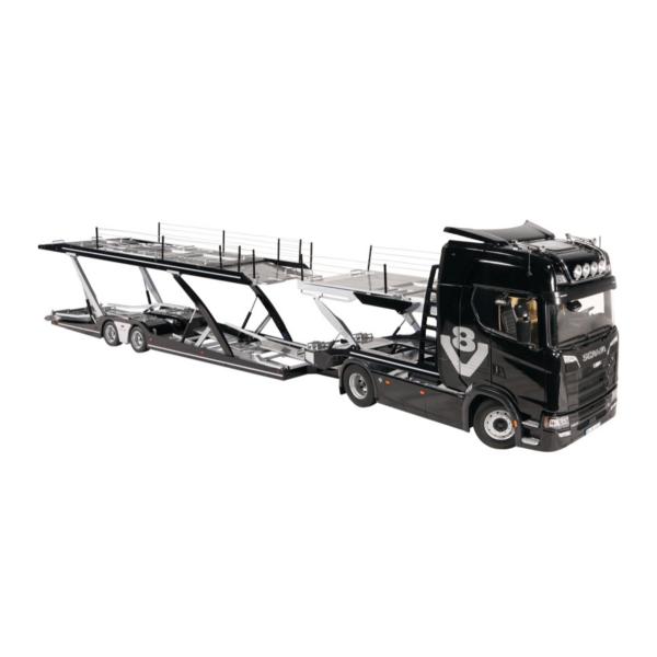NZG 1/18 SCANIA V8 730S black + Lohr car transporter スカニア