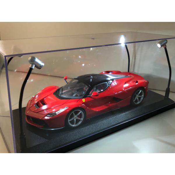 1/18 ミニカー ディスプレイケース LED照明付 USB・電池 ブラック