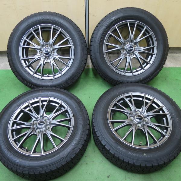 【美品】【バリ溝】9分山 16インチ 4本セット 195/65R16 バリ溝！22年！キレイ！9.5分☆スタッドレス 195/65R16 グッドイヤー