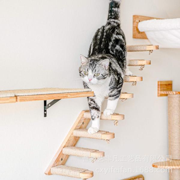 キャットステップ 壁付け 階段 4段 猫用 キャットウォーク 木製 猫用