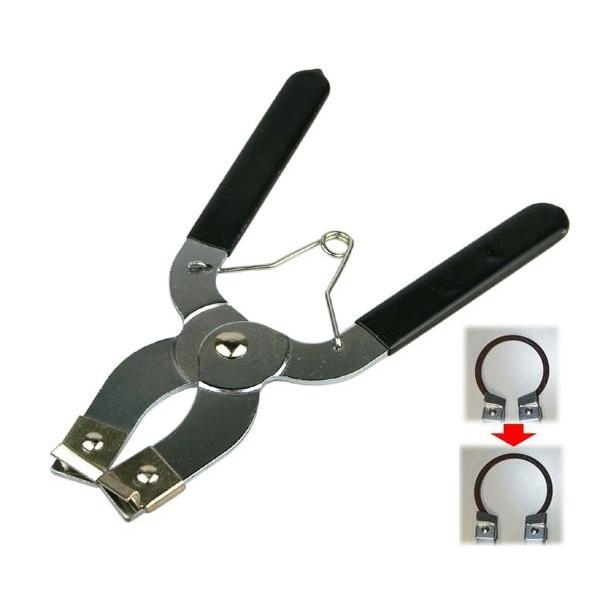 この工具はピストンからピストンリングを脱着する際にピストンリングを押し広げる為の専用プライヤーです。（ピストンリング取外し） そして、ピストンリングはめる際にも使用できます。スプリングによって閉じていますのでタイミングベルト保持にも使用でき...