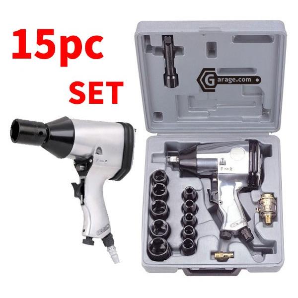 15pc エアーインパクトレンチセット 22mm,24mm ソケット付き