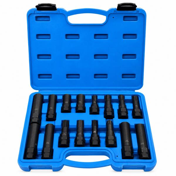 16pcホイールロックキー取り外し 盗難防止ロックナット ロッキング ラグナット マスターキーセット T042
