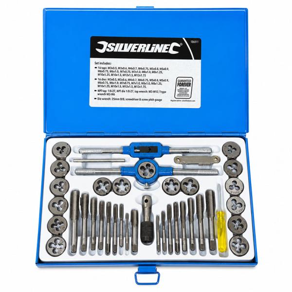 40pc タップ＆ダイスセット ネジ切り 修正 修復工具 M3-M12 T358