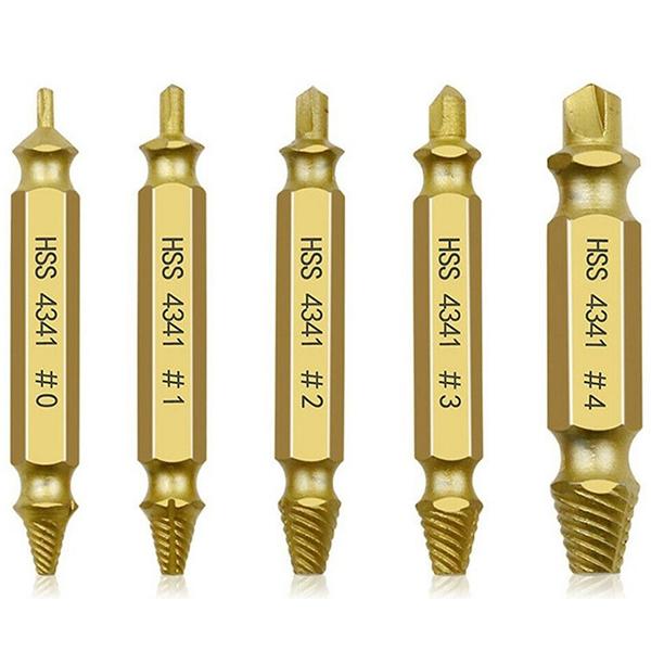 電動ドライバー仕様ドリルビット 逆タップ 5pcセット なめて潰れたネジ